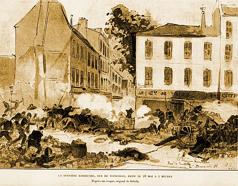 La barricade des rues Tourtille, Ramponneau et Belleville, le 28 mai 1871. La barricade des rues Tourtille, Ramponneau et Belleville, le 28 mai 1871.