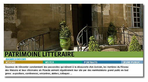 La page d'accueil du patrimoine littéraire régional, sur le site de l'ARPP.