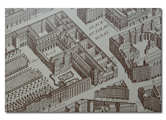 Le Palais Royal (plan Turgot de 1734-1739). Le Palais Royal (plan Turgot de 1734-1739).